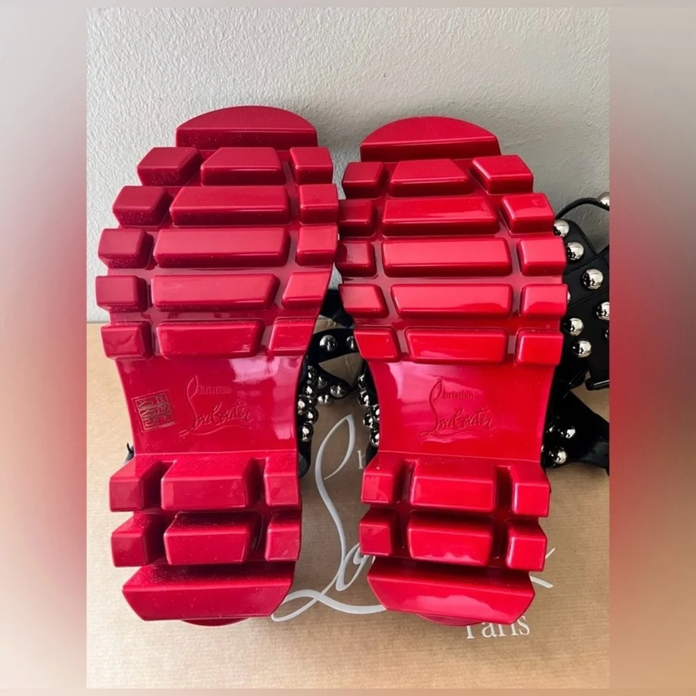 NIB Christian Louboutin Gladiadune Lug Sole Studded Gladiator Sandals Size 39.5 - Picture 7 of 10